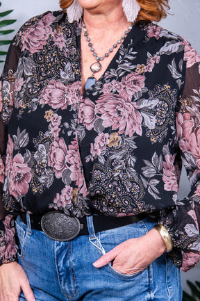 I Wish We Had it All Surplice Floral Blouse