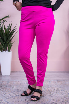 Under Falling Leaves Hot Pink Solid Pants - PNT1707HPK