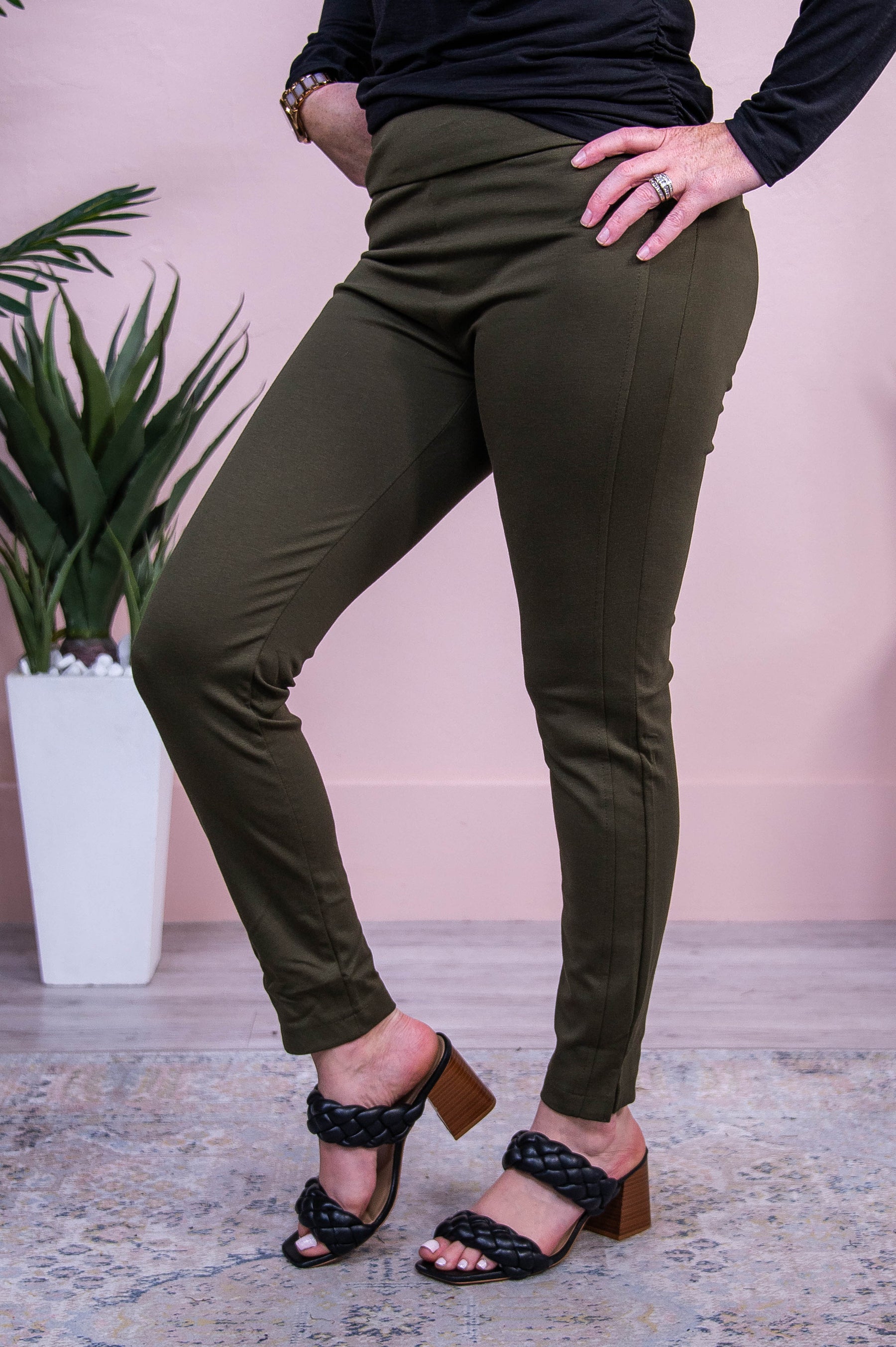 Under Falling Leaves Olive Solid Pants - PNT1709OL