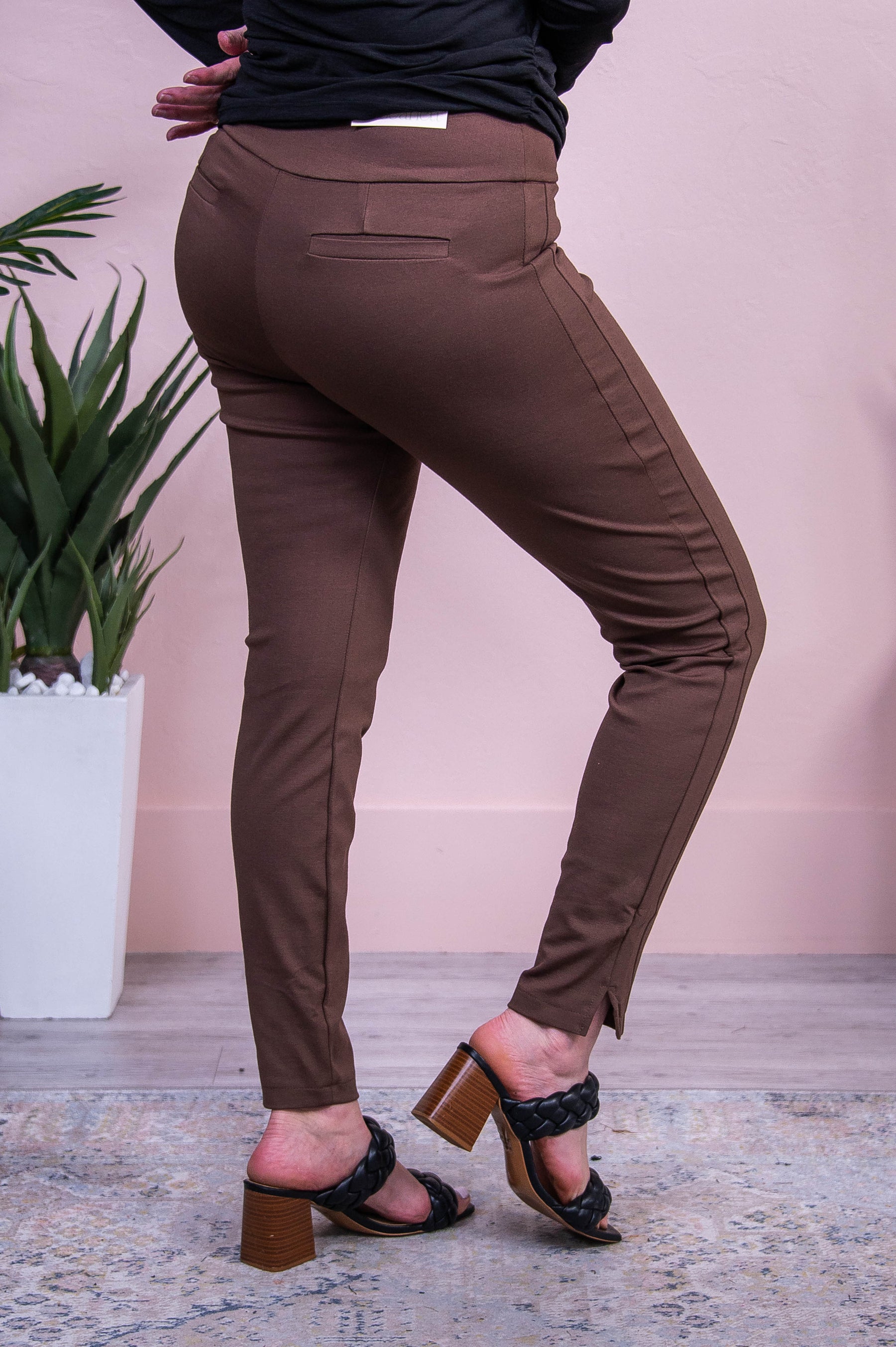 Under Falling Leaves Dark Brown Solid Pants - PNT1706DBR