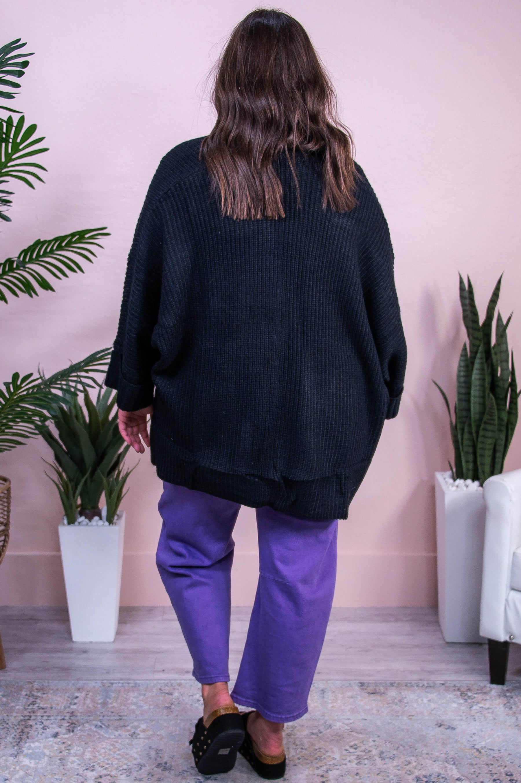 Living Your Best Life Black Solid Cardigan - O5547BK