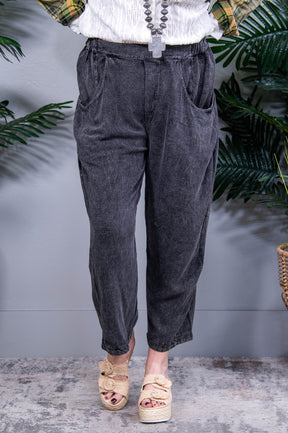 Comfort Is Key Mineral Washed Elastic Waist Pants