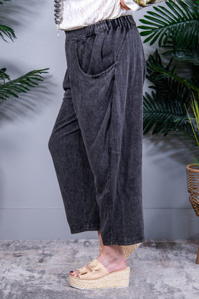 Comfort Is Key Mineral Washed Elastic Waist Pants