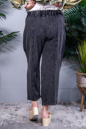 Comfort Is Key Mineral Washed Elastic Waist Pants