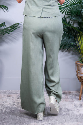 Business Baddie Dark Sage Linen Pants - PNT1770DSG