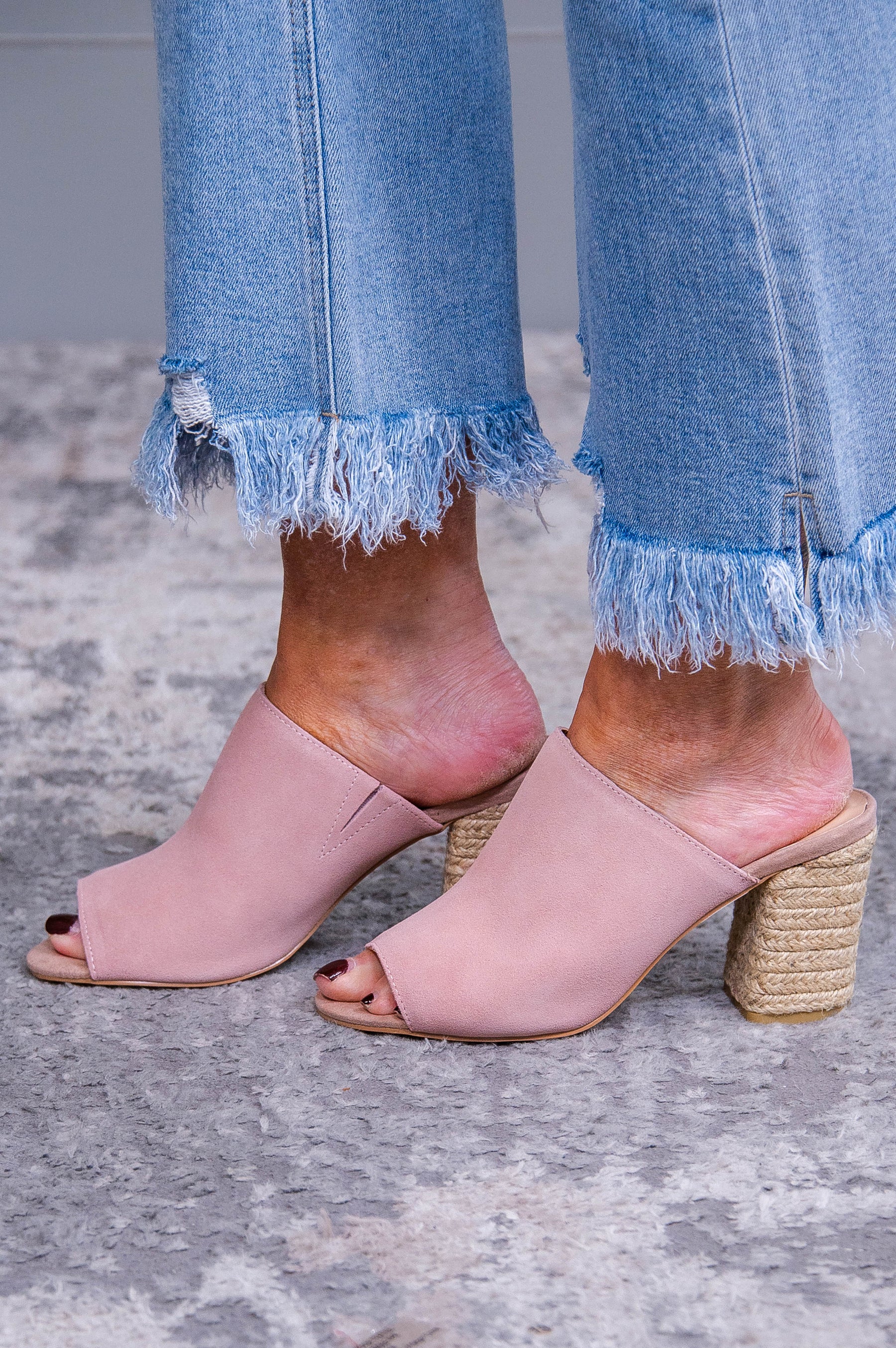 Helena Heeled Sandal in Blush Suede