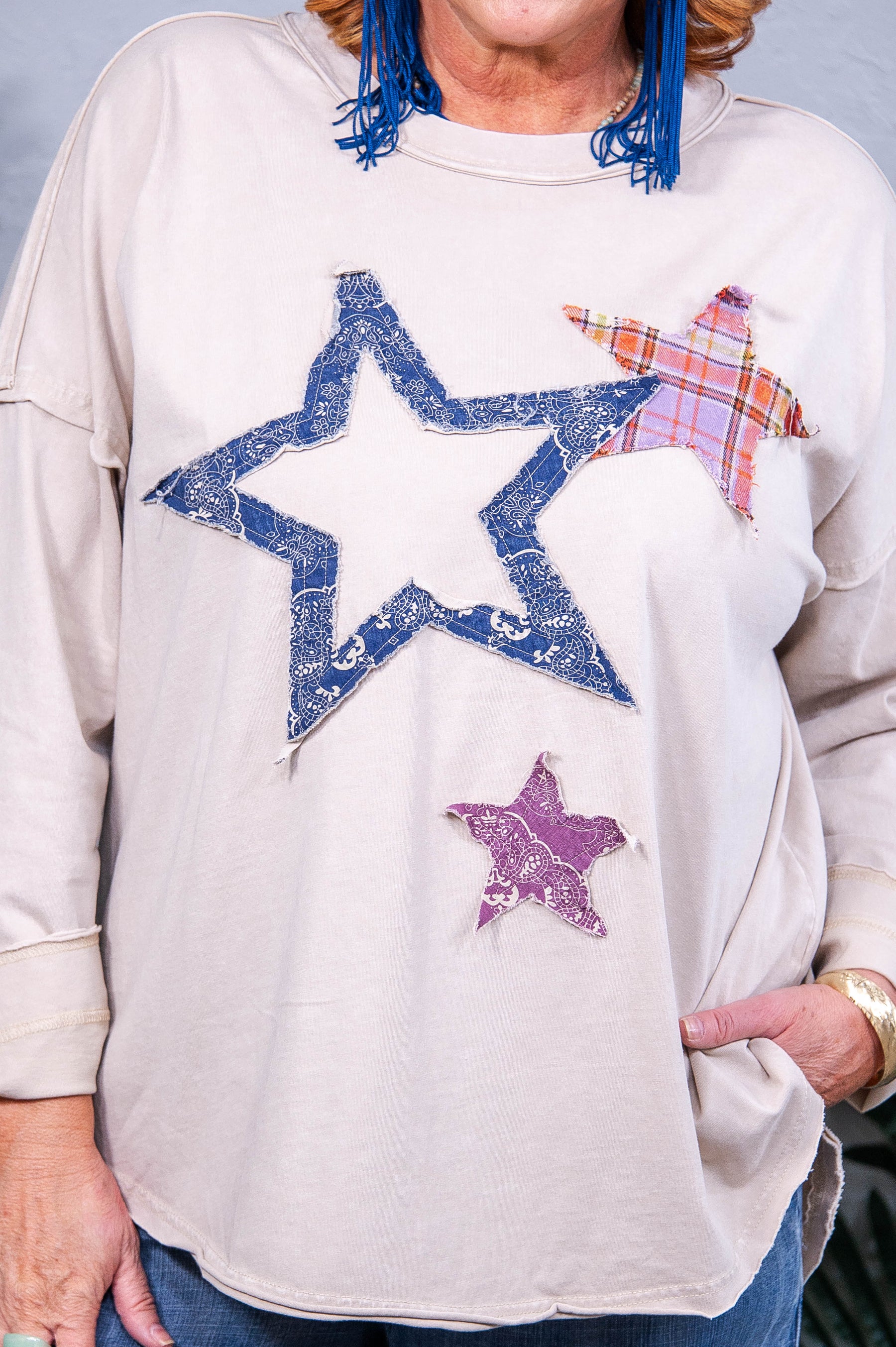 Shine Like A Star Mineral Wash Star Patch Top