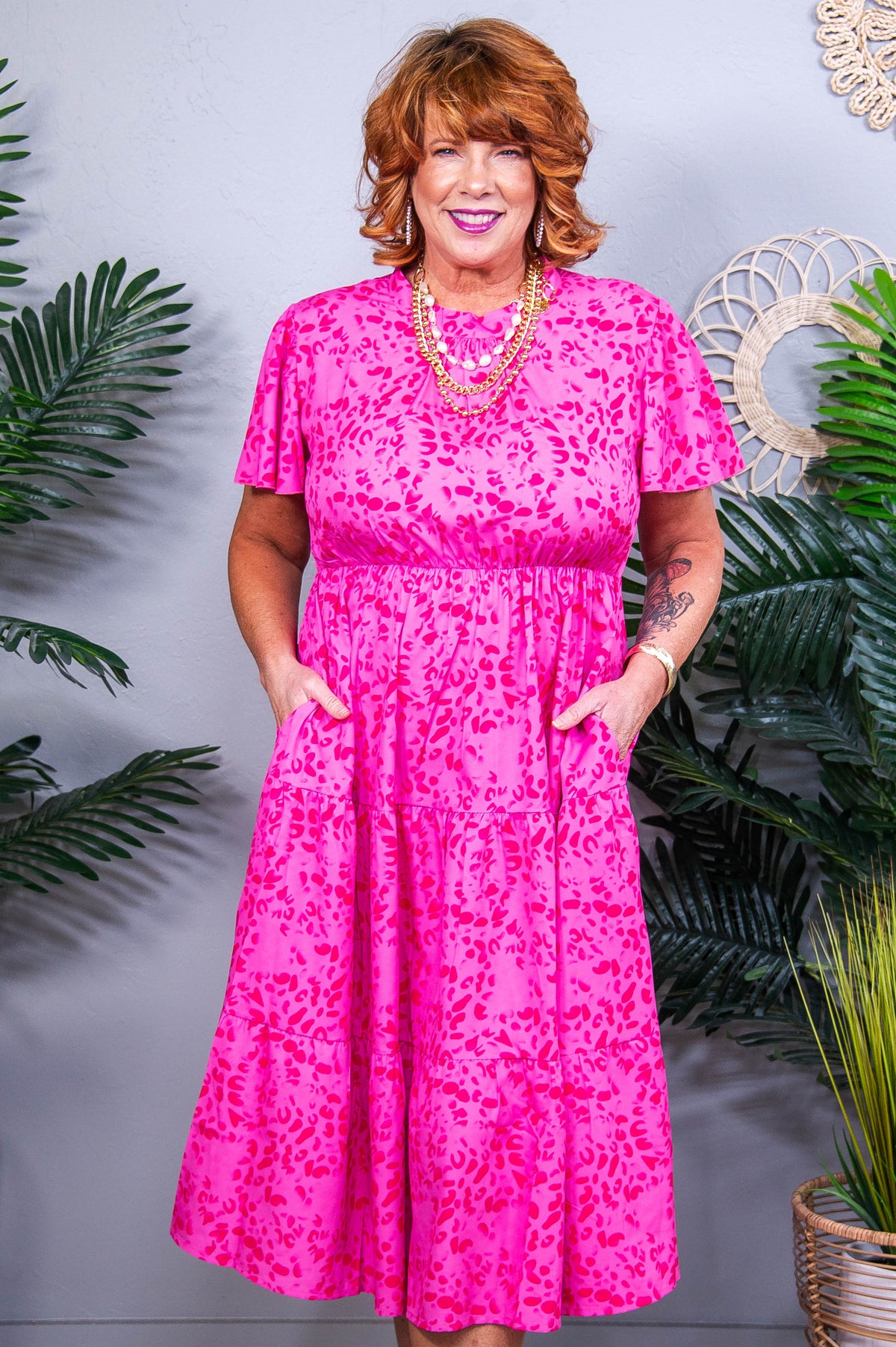 Following The Trends Fuchsia Printed Dress - D5591FU