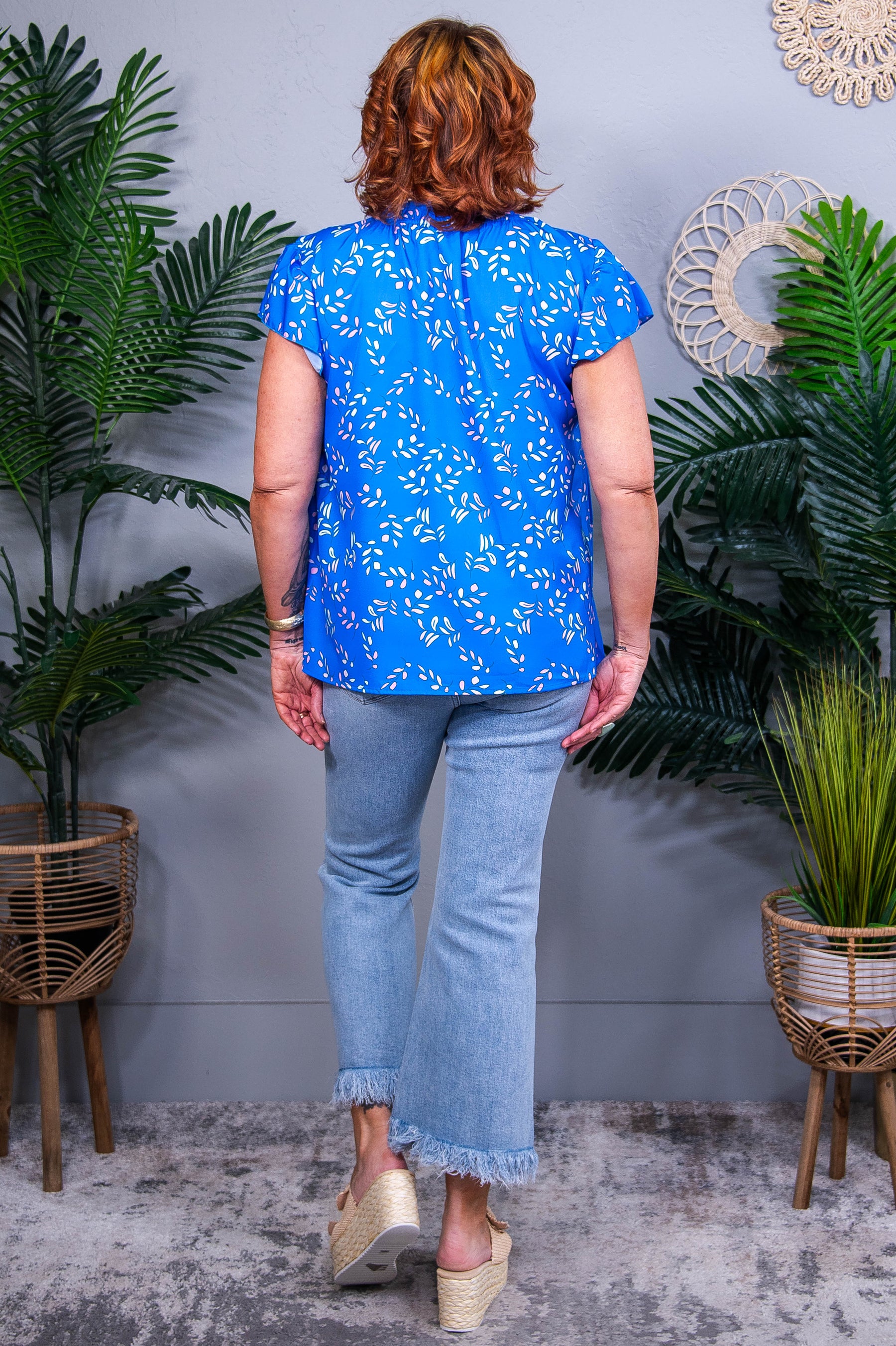 Classy State Of Mind Blue Floral Top - T10884BL