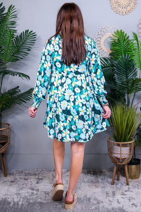 Twirling In The Moonlight Green Floral Dress