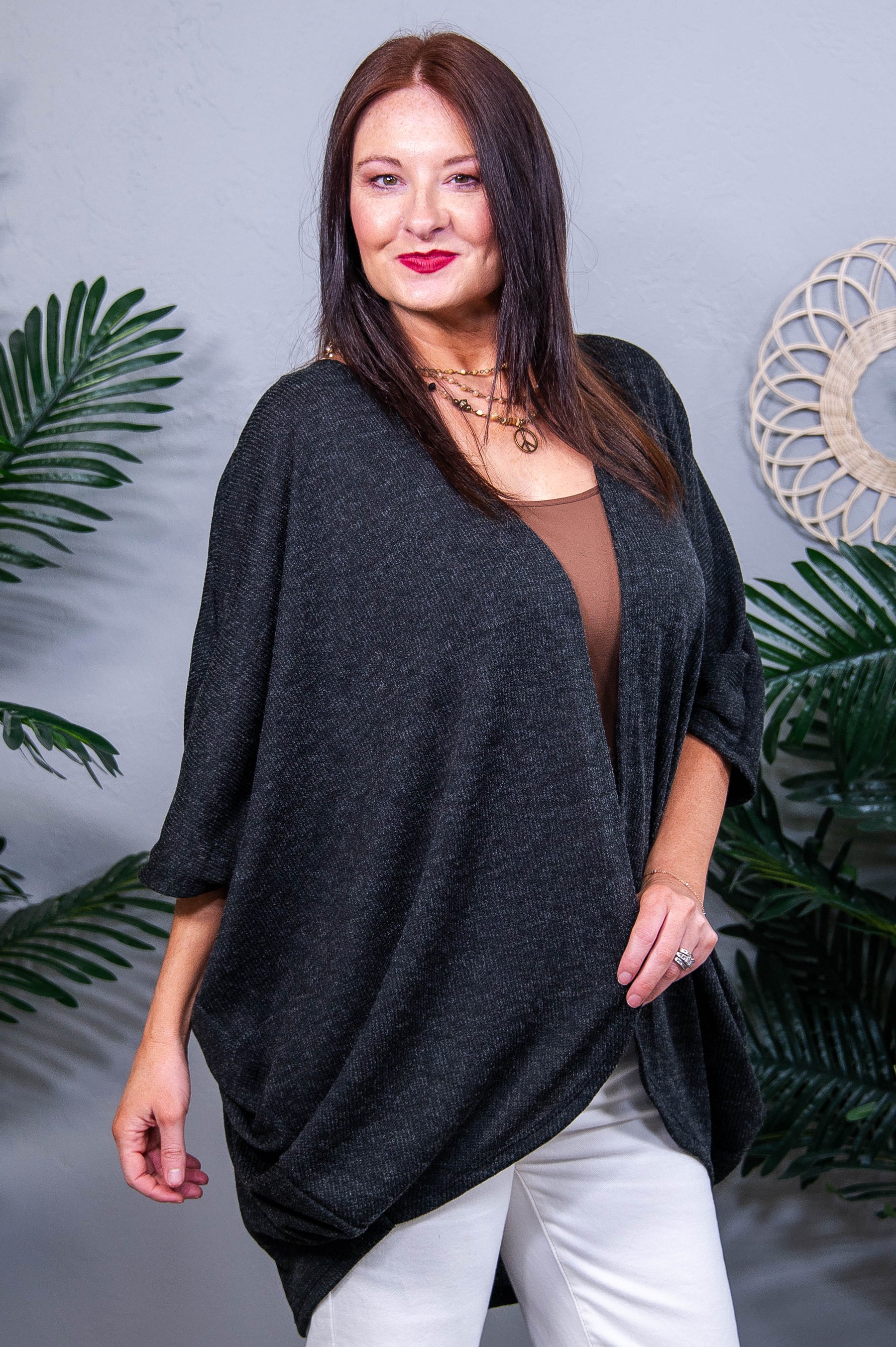 Born Basic Black Open Front Batwing Sleeve Cardigan