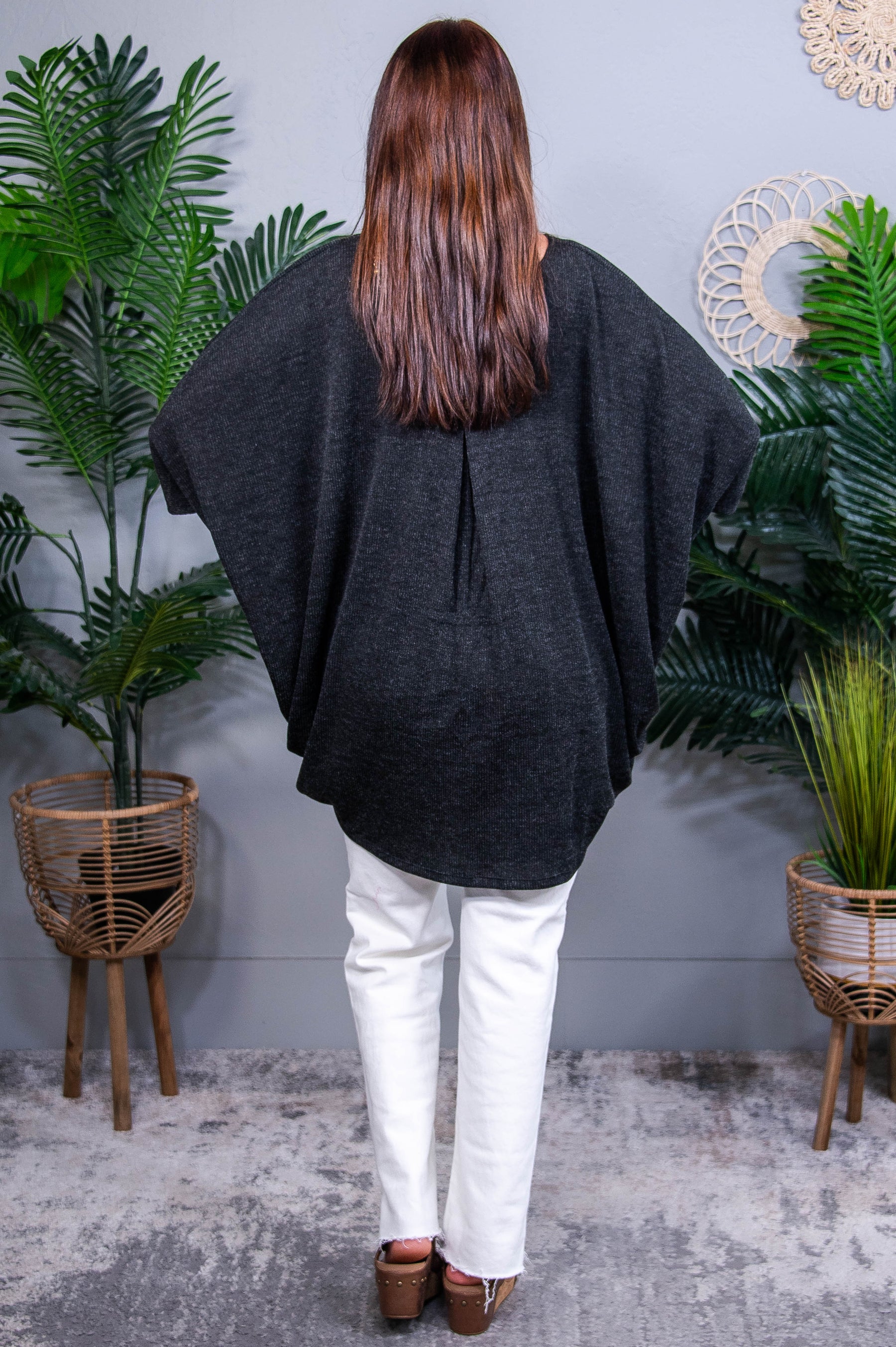 Born Basic Black Open Front Batwing Sleeve Cardigan