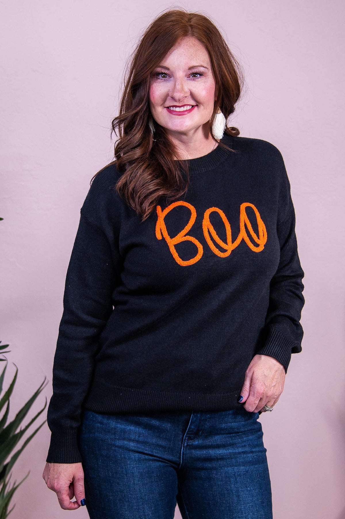 'Boo' Black/Orange Knitted Sweater - T10375BK