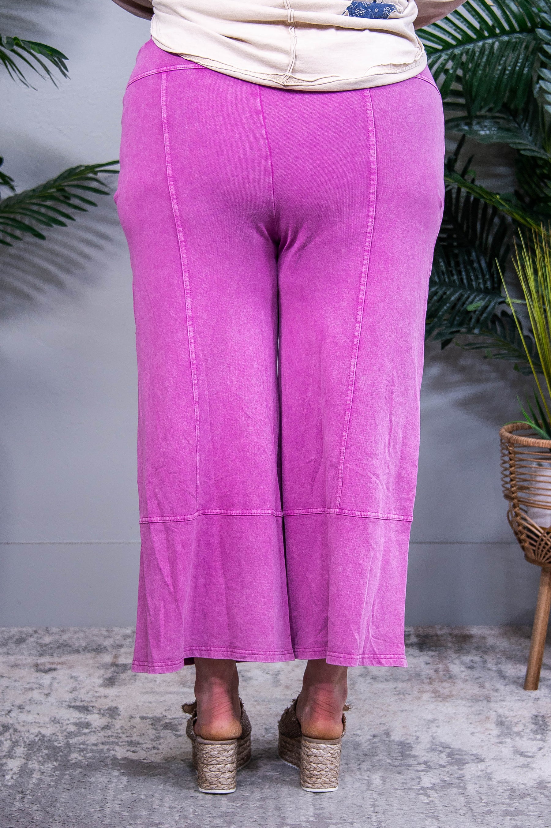 Comfort Zone Mineral Wash Seam French Terry Wide Leg Pants