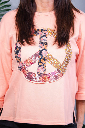 Peace In Motion Peach Floral Peace Top