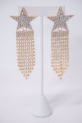 Gold Bling Star Tassel Earrings - EAR4239GO