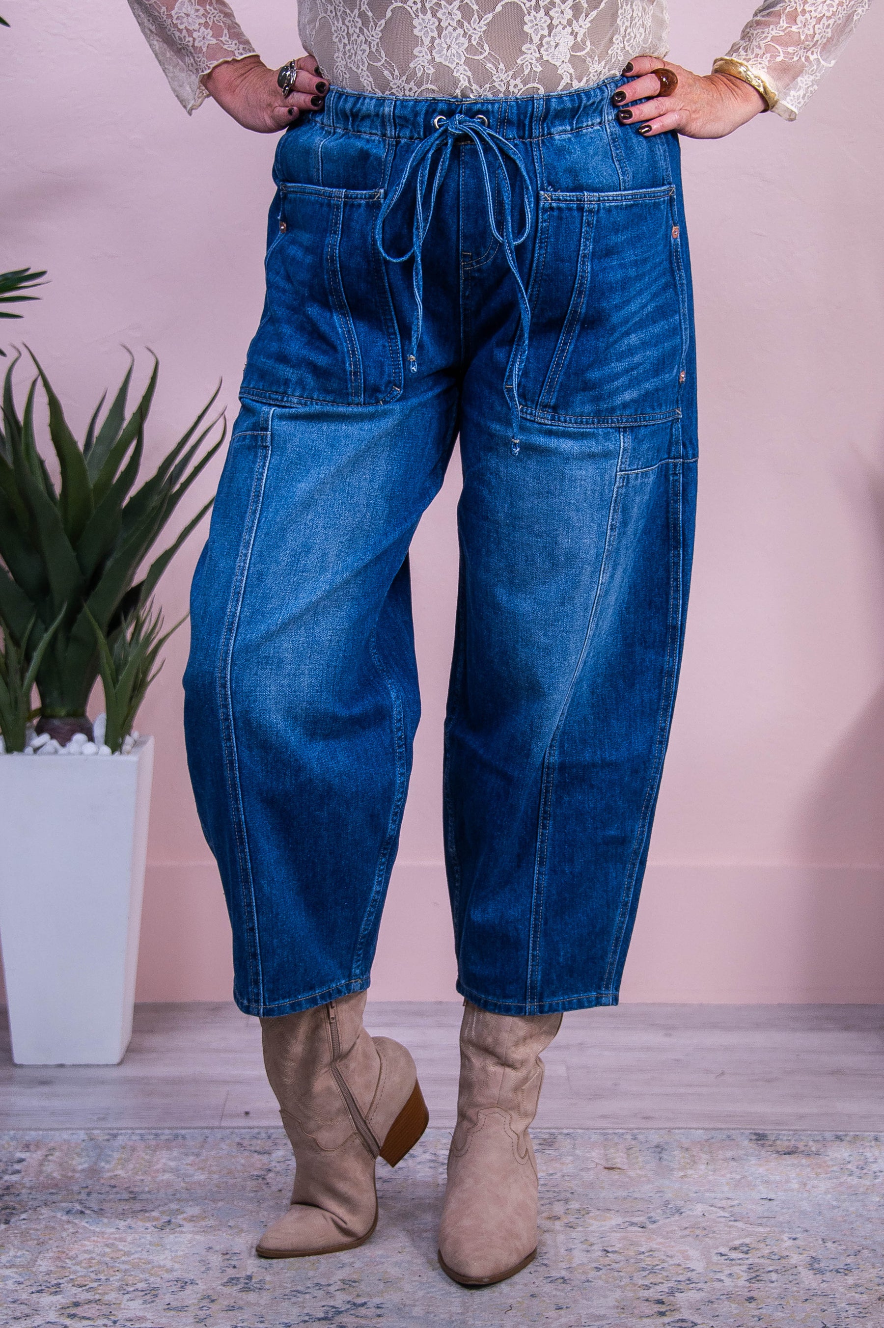 Sue Anne Dark Denim Barrel Jeans - K1221DN