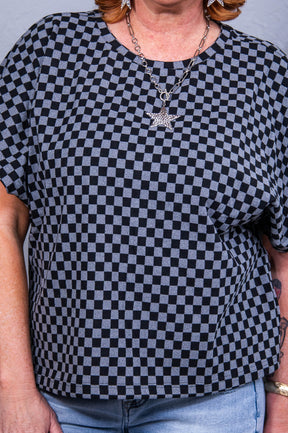 Check Your Vibe Black Checkered Top