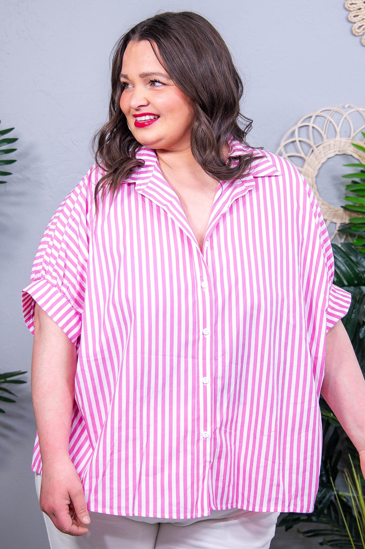 Stripes For Days Pink Dolman Sleeve Top