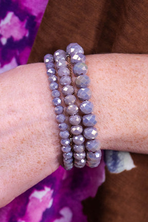 Purple Stackable Stretch Bracelet - BRC3428PU