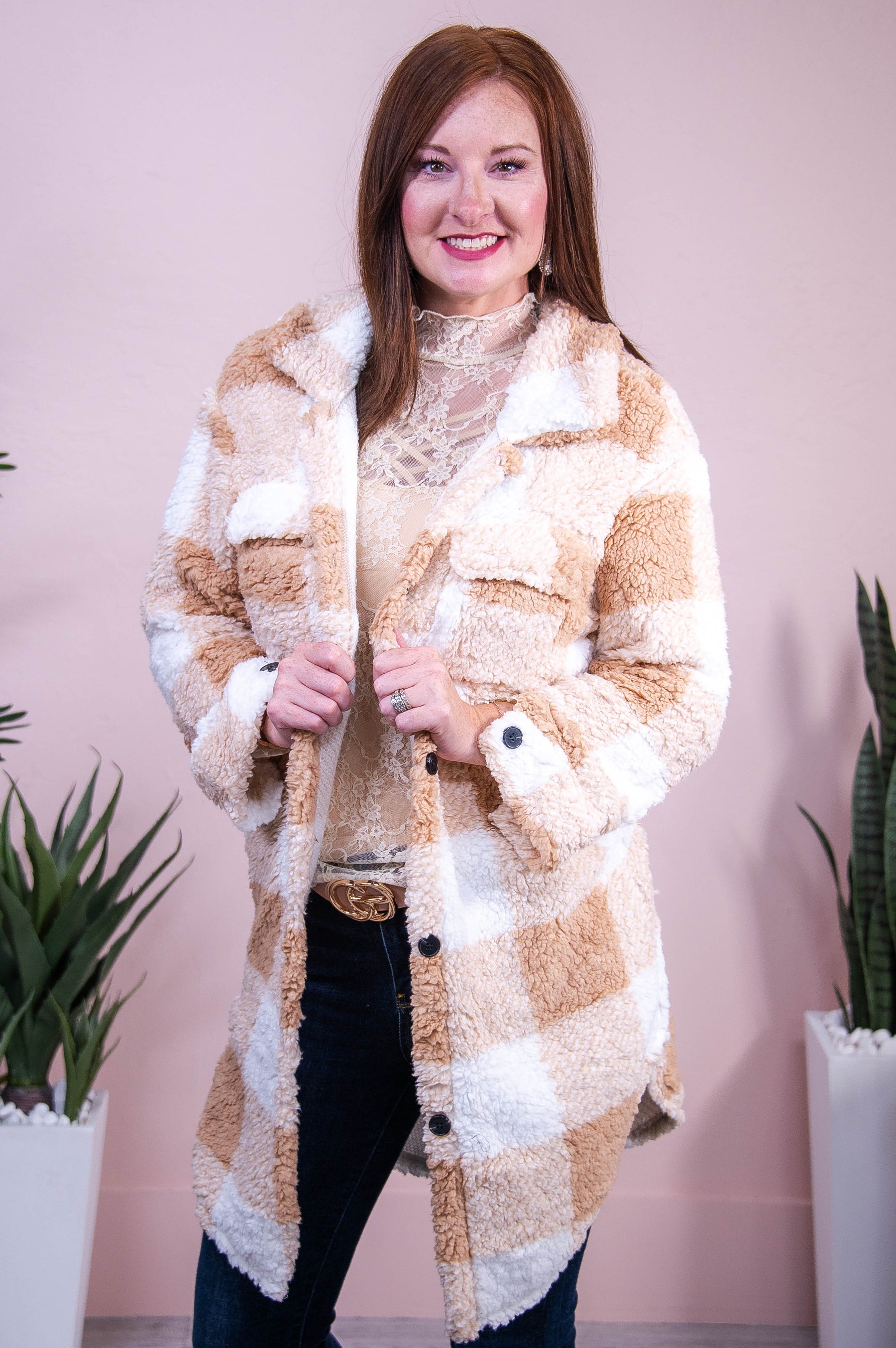 Spare My Heart Tan/White Sherpa Jacket - O5561TN