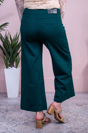 Confident Stride Hunter Green Solid Cropped Pants - PNT1719HGN