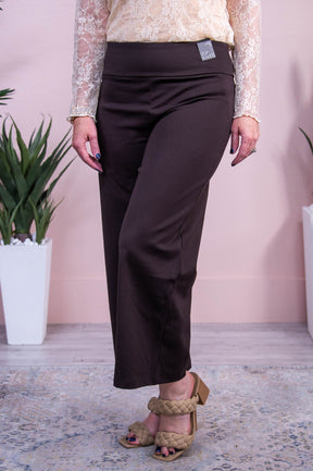 Confident Stride Brown Solid Cropped Pants - PNT1718BR