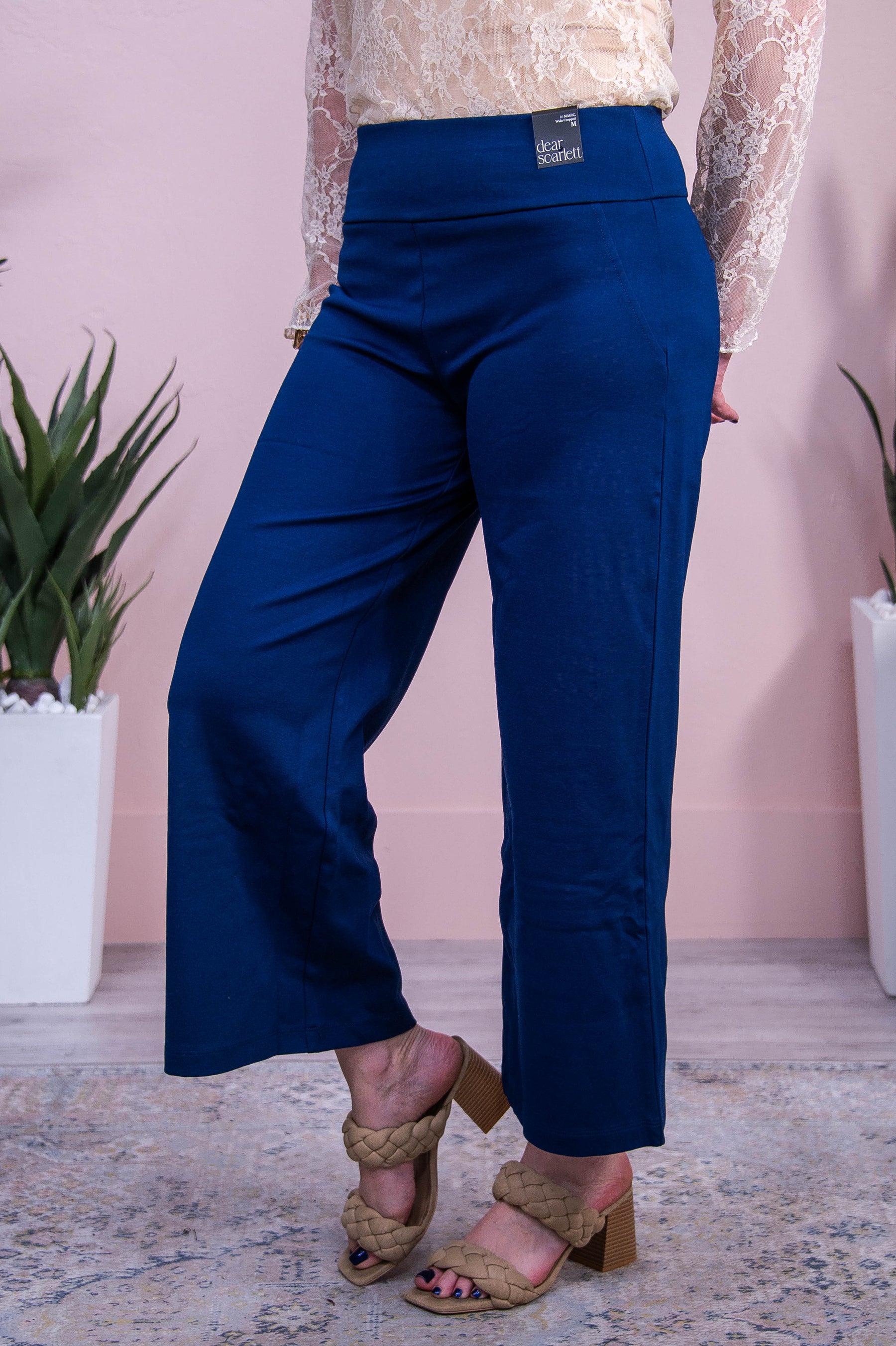 Confident Stride Navy Solid Cropped Pants - PNT1717NV