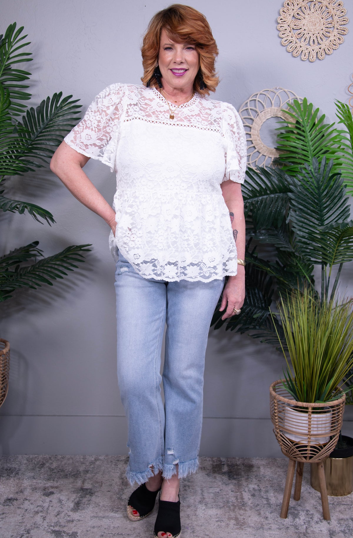 Laced In Elegance Lace Peplum Blouse