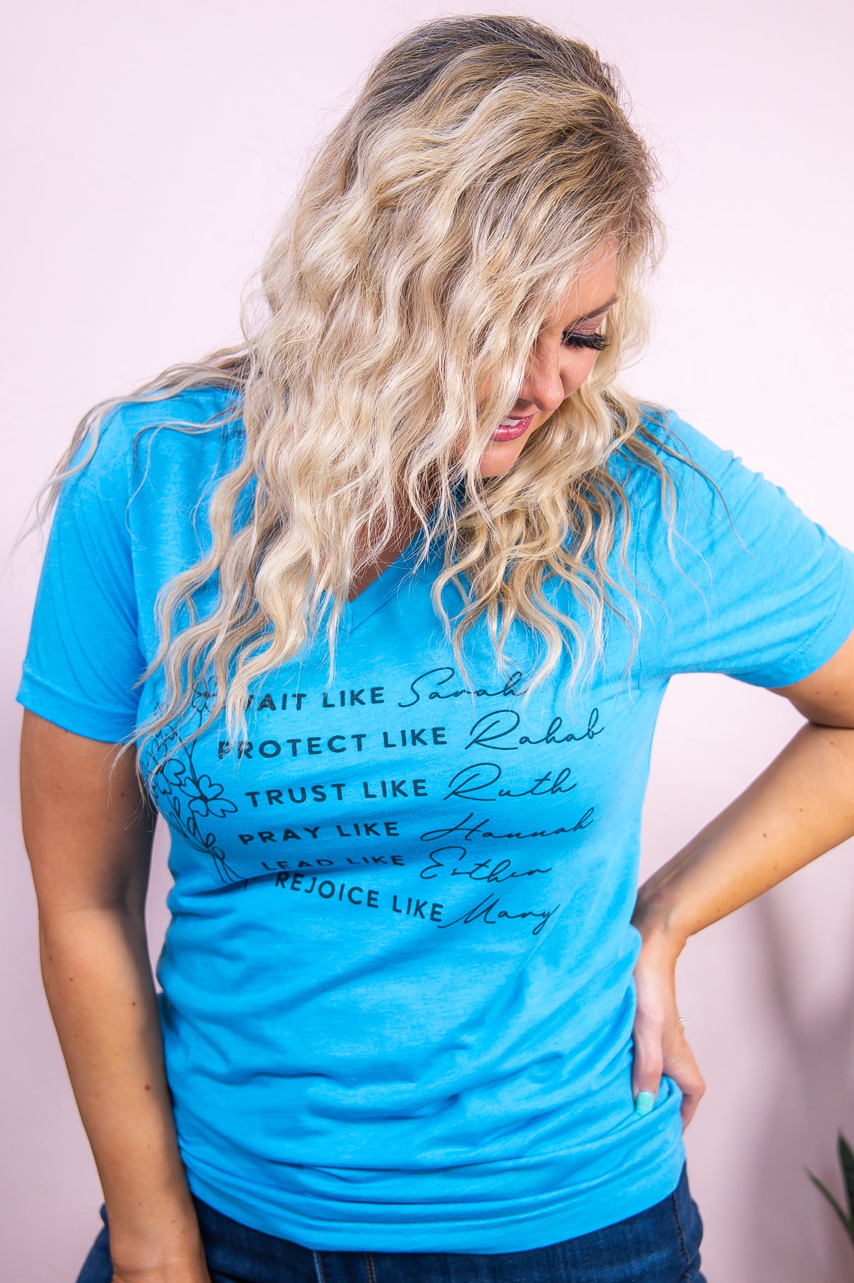 Women Of The Bible Aqua Graphic Tee - A3330AQ