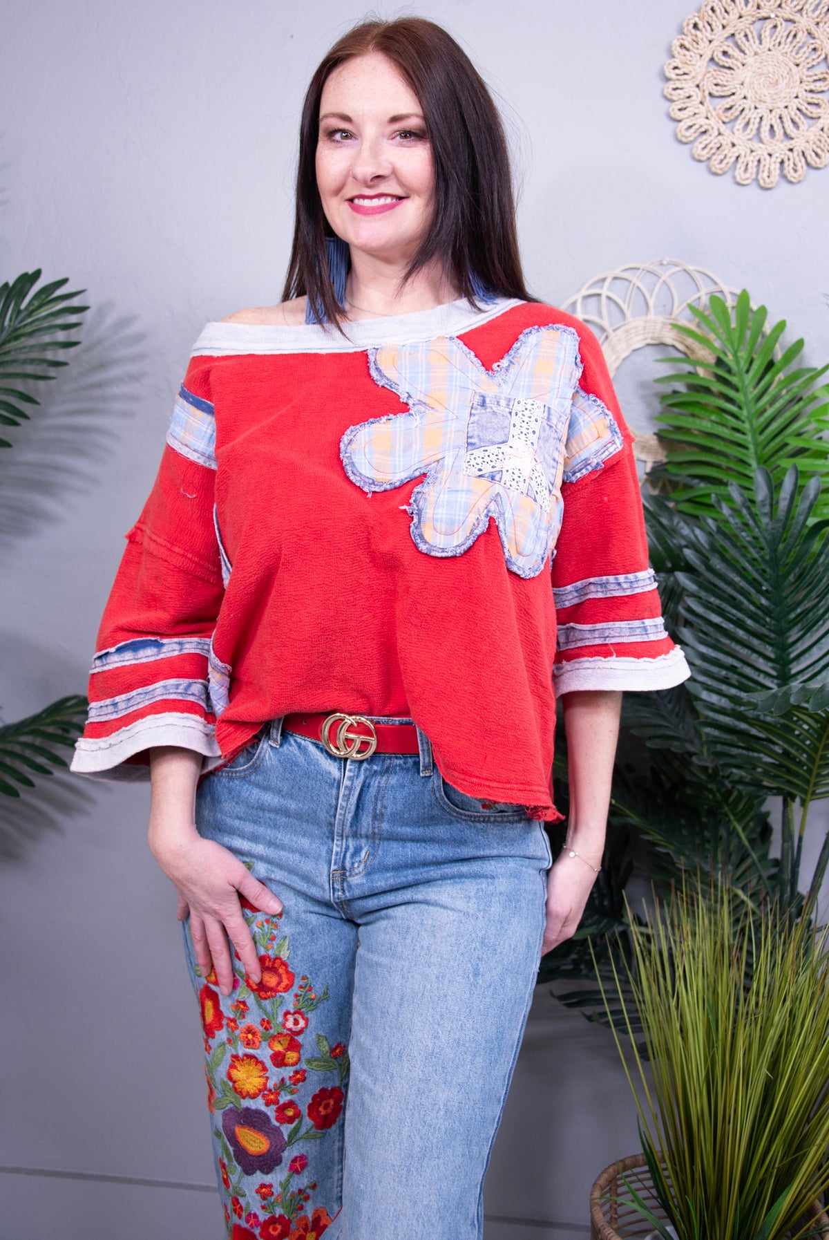 Until I Found You Red Floral Top - T10905RD