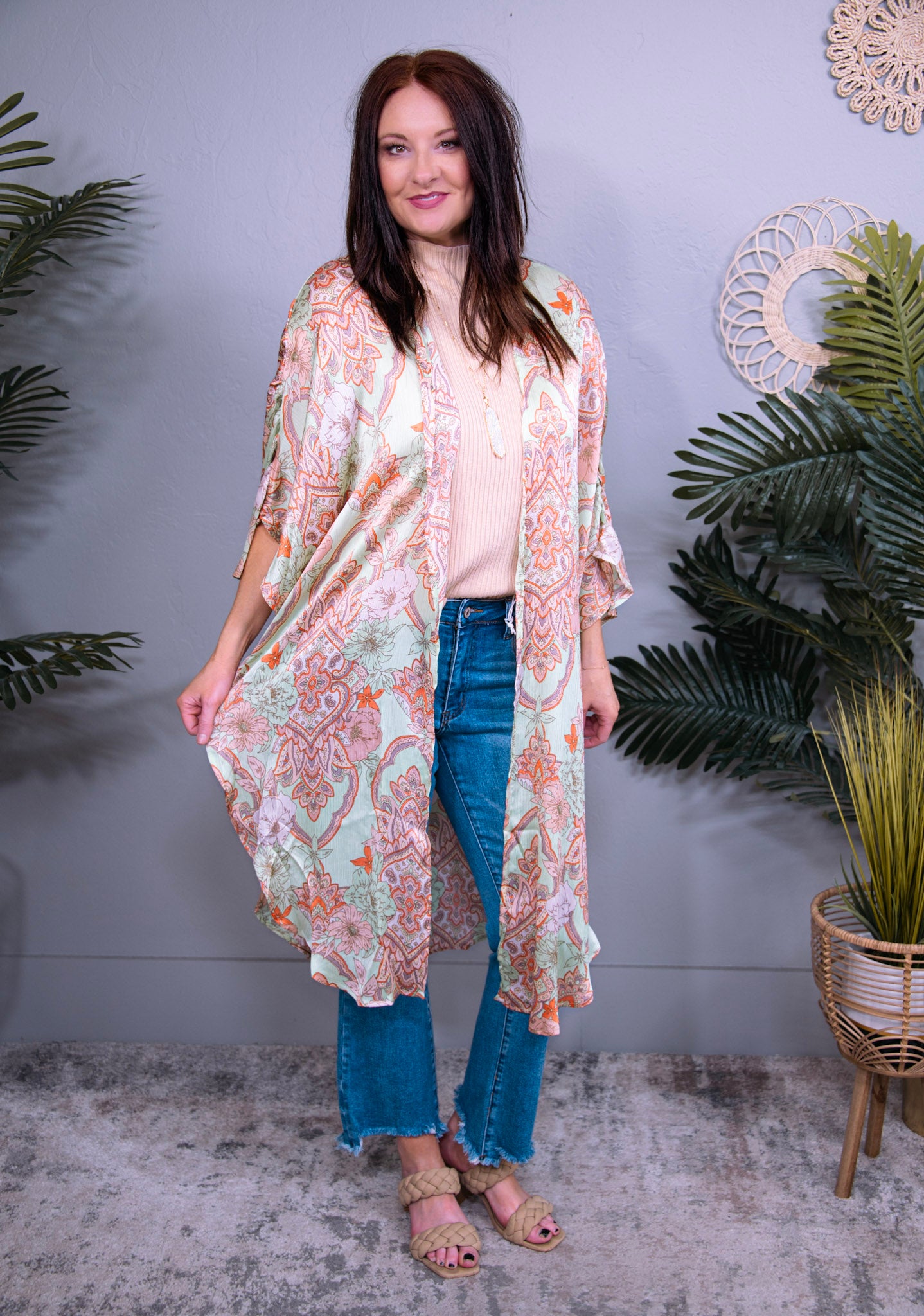 Frilly With Flair Pistachio Kimono with Ruffle Sleeve