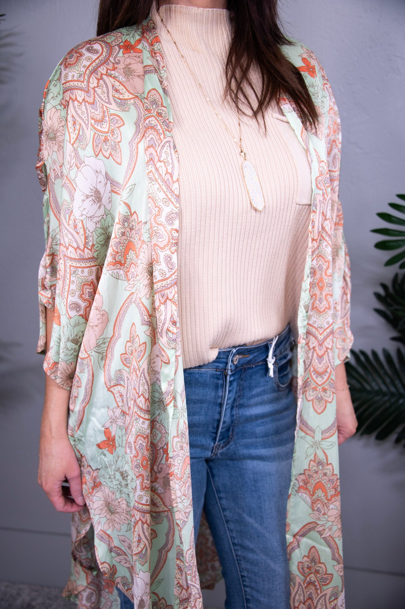 Frilly With Flair Pistachio Kimono with Ruffle Sleeve