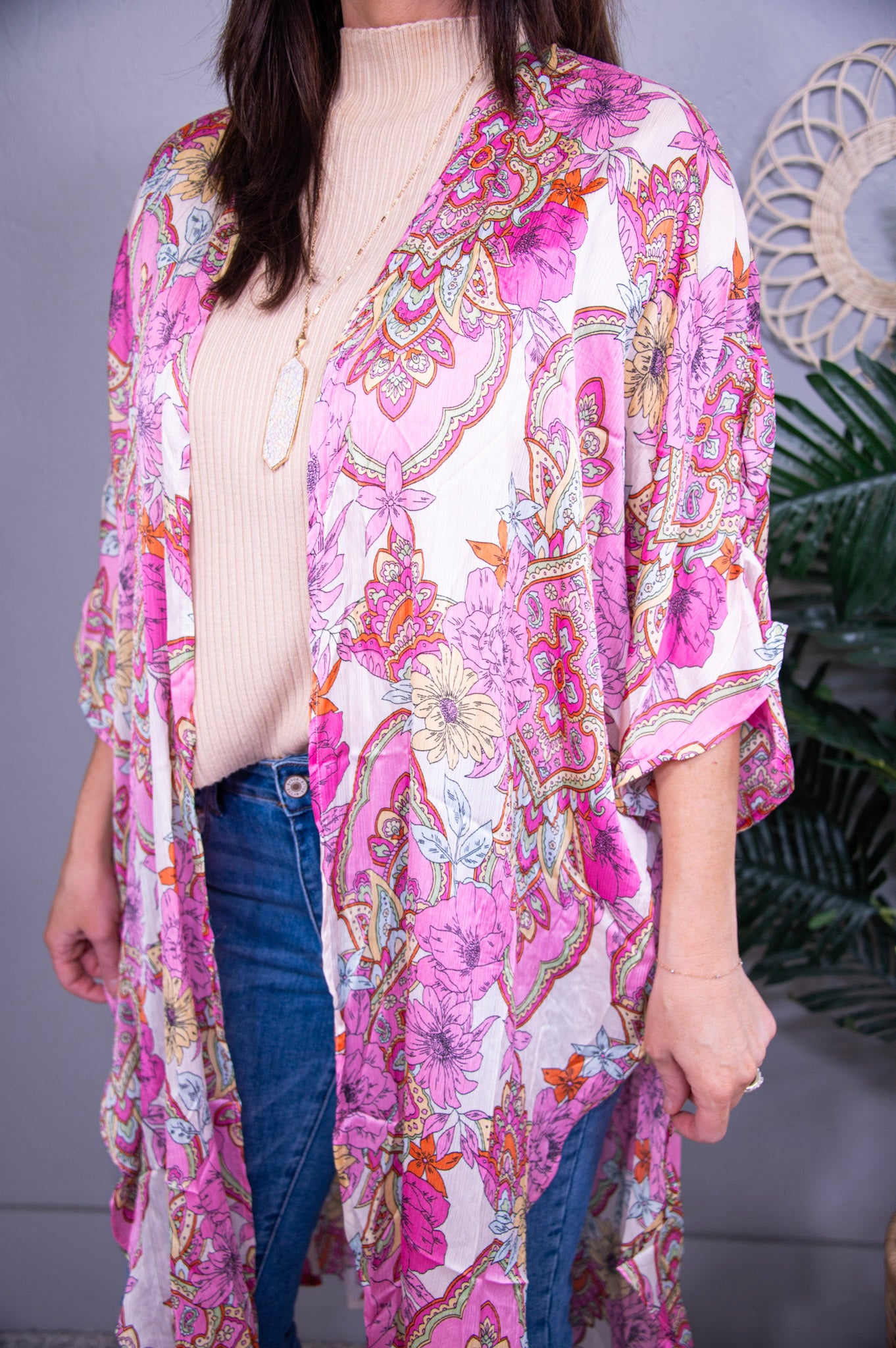 Frilly With Flair Pink Kimono with Ruffle Sleeve