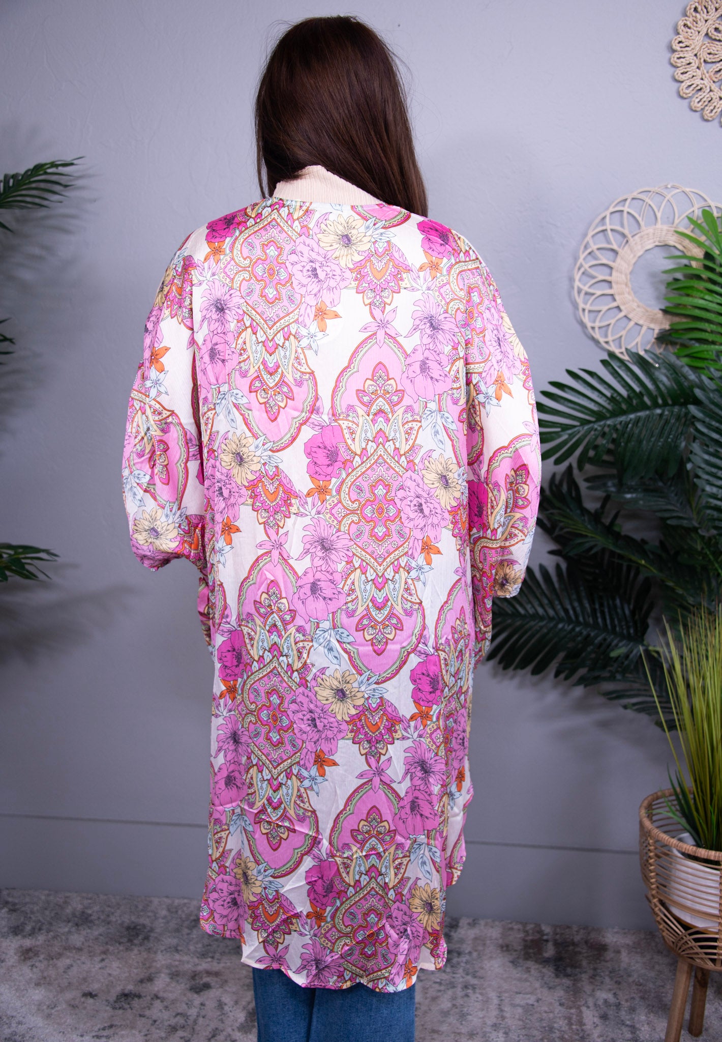 Frilly With Flair Pink Kimono with Ruffle Sleeve