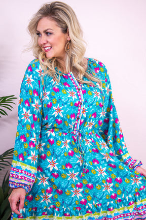 Boardwalk To The Beach Blue/Multi Color Floral Dress - D5300BL