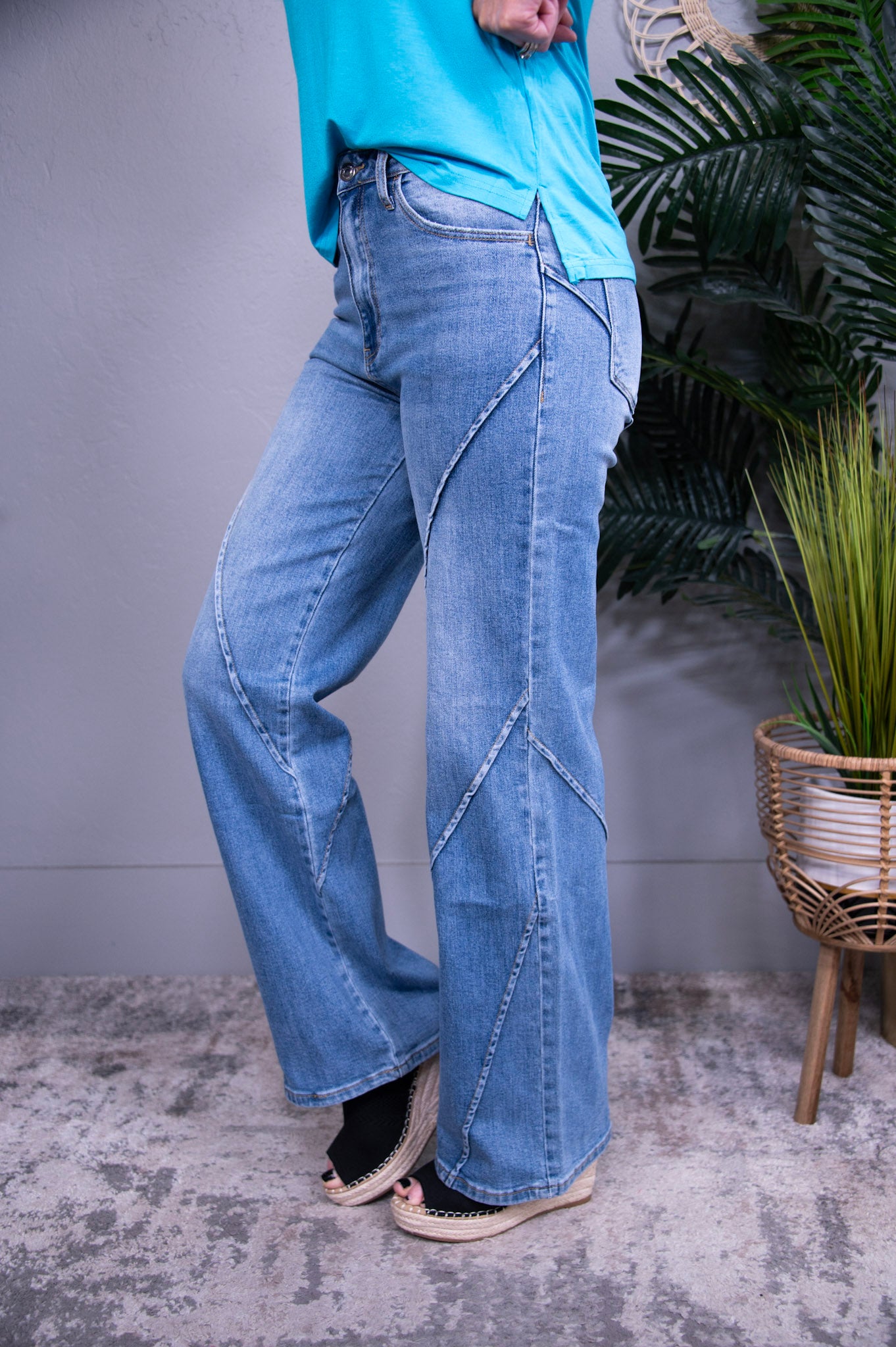 Athena Decorative Seams Wide Leg Jean