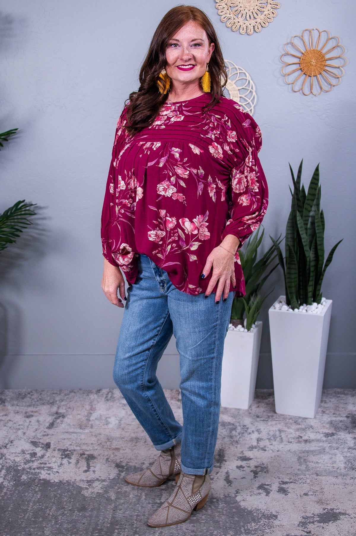 Keep Your Secrets Plum/Multi Color Floral Top - T10411PL