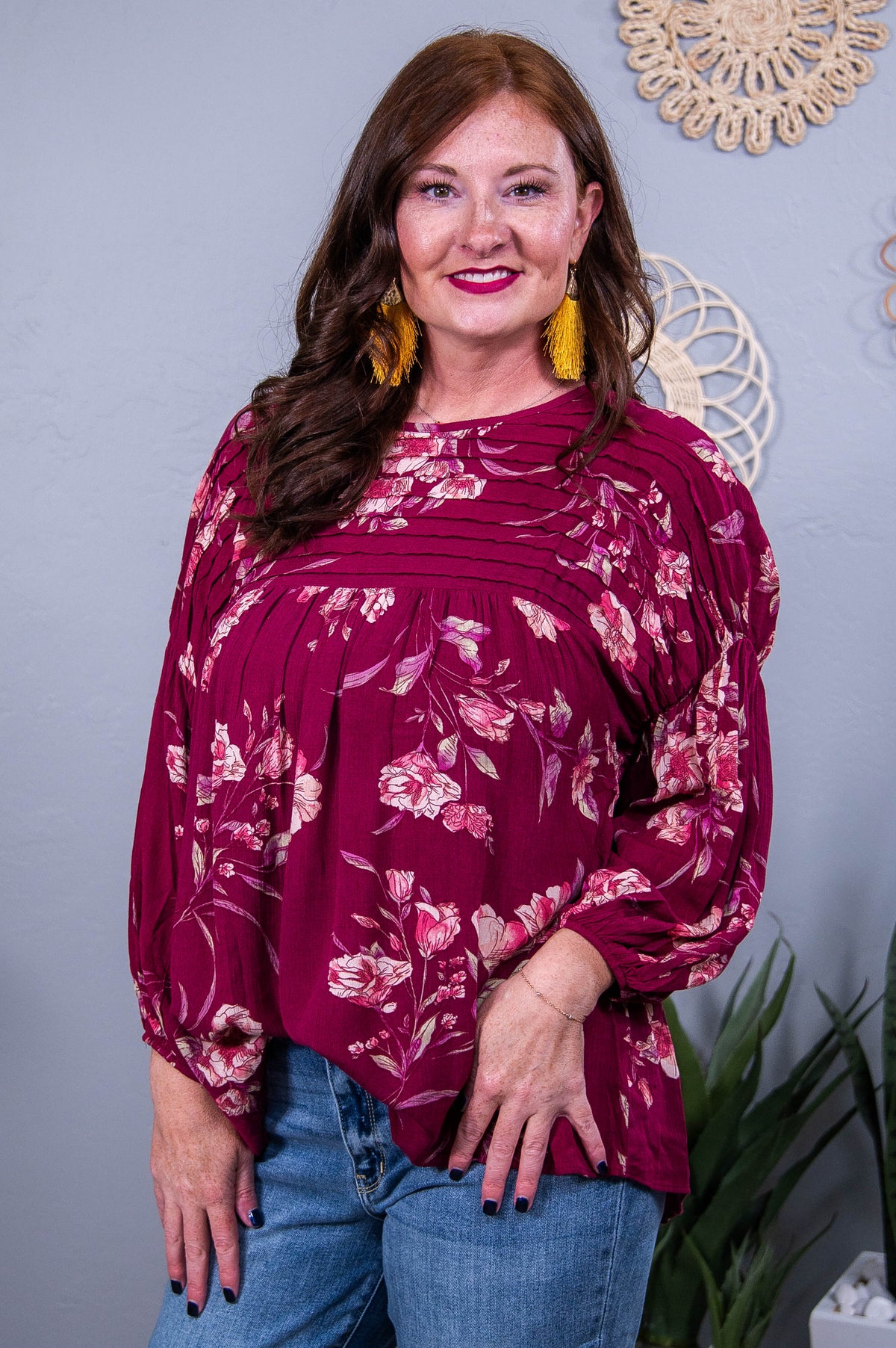 Keep Your Secrets Plum/Multi Color Floral Top - T10411PL