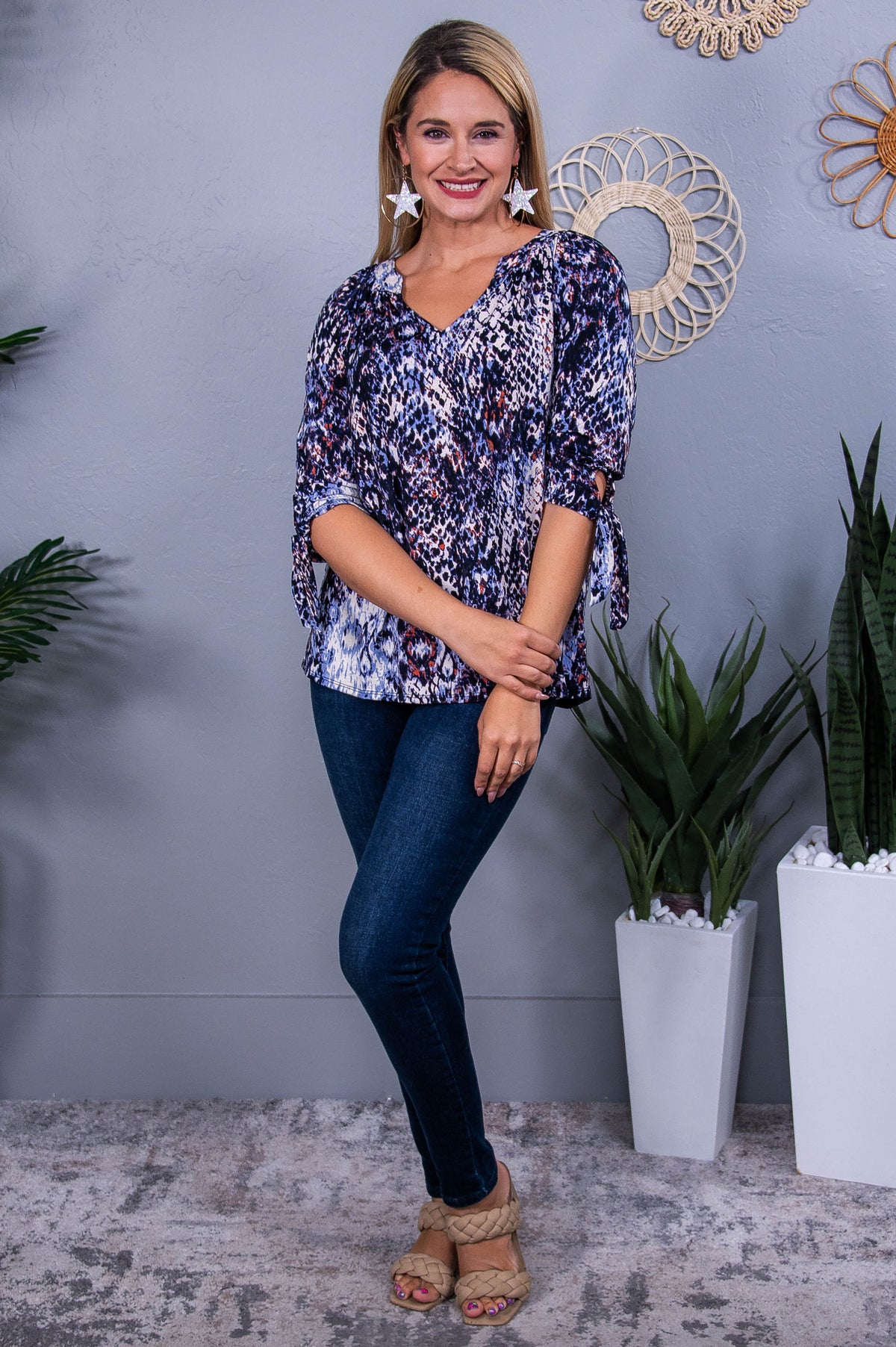 Ready For Autumn Navy/Multi Color Printed Top - T10416NV