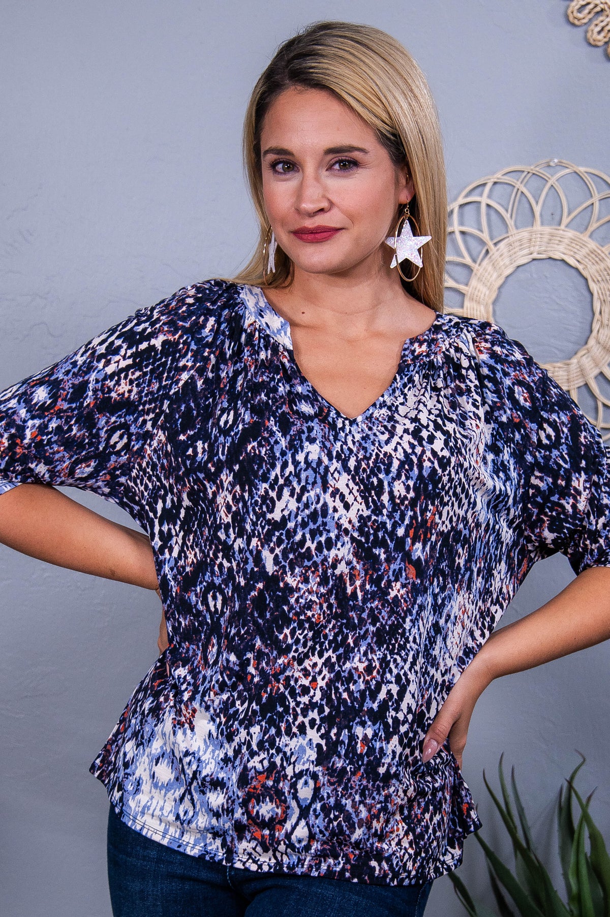 Ready For Autumn Navy/Multi Color Printed Top - T10416NV