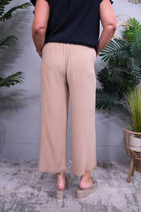 Basics On Point Camel Linen Wide Leg Pant