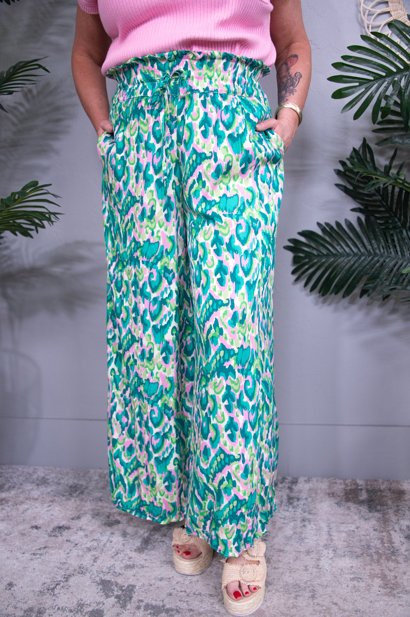 Bold And Brilliant Mixed Print High Waist Wide Leg Pant