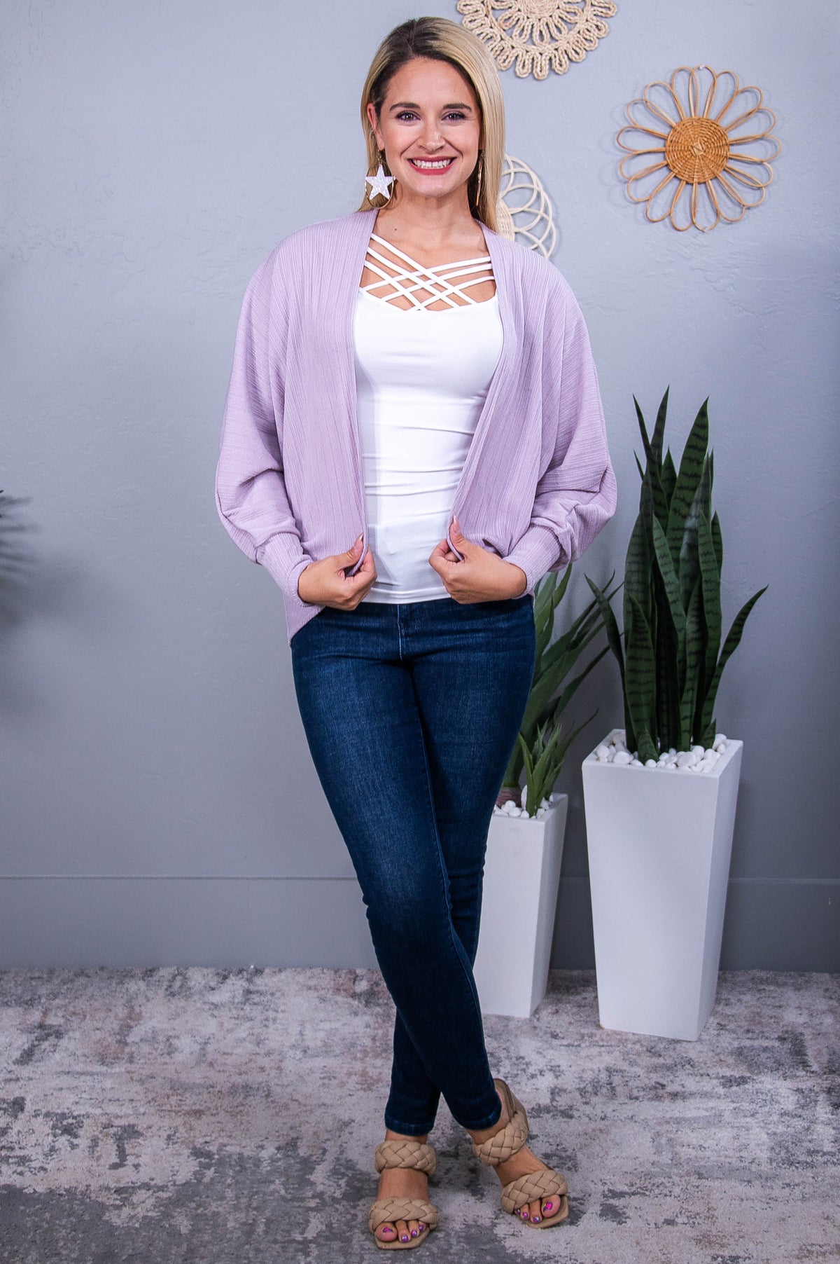 Deep In My Heart Dusty Lilac Solid Kimono - O5563DLI