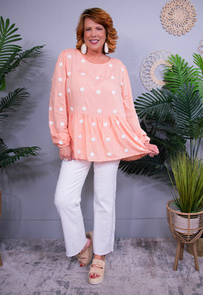 Ain't That A Peach Polka Dot Top - T10912PE