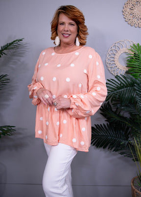 Ain't That A Peach Polka Dot Top - T10912PE