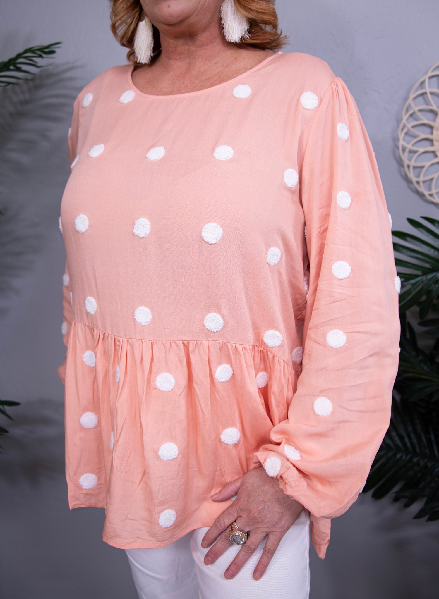 Ain't That A Peach Polka Dot Top - T10912PE