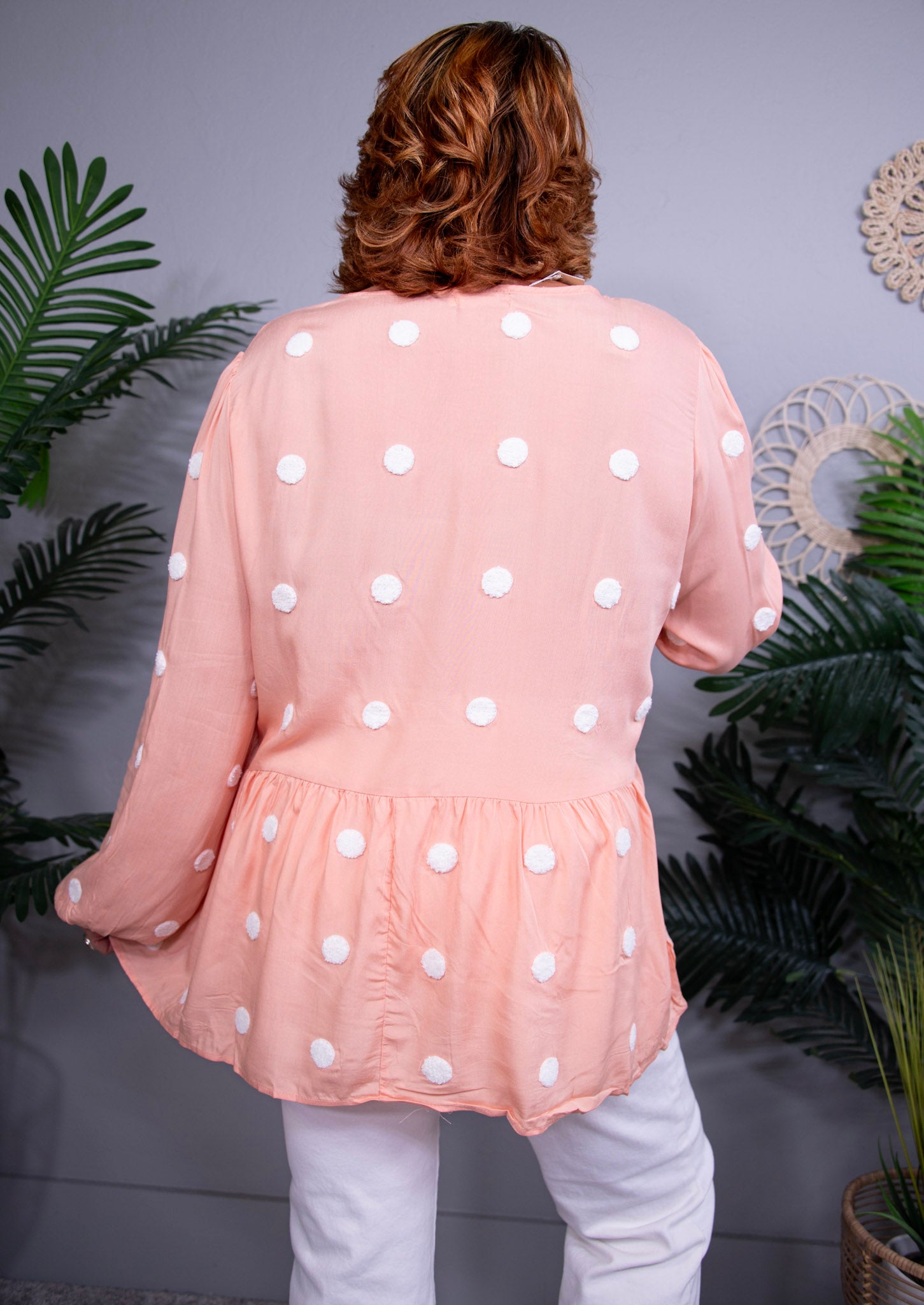 Ain't That A Peach Polka Dot Top - T10912PE