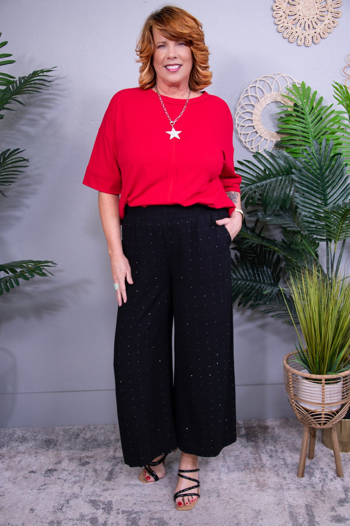 Style That Slays Black High Waisted Embellished Linen Pant