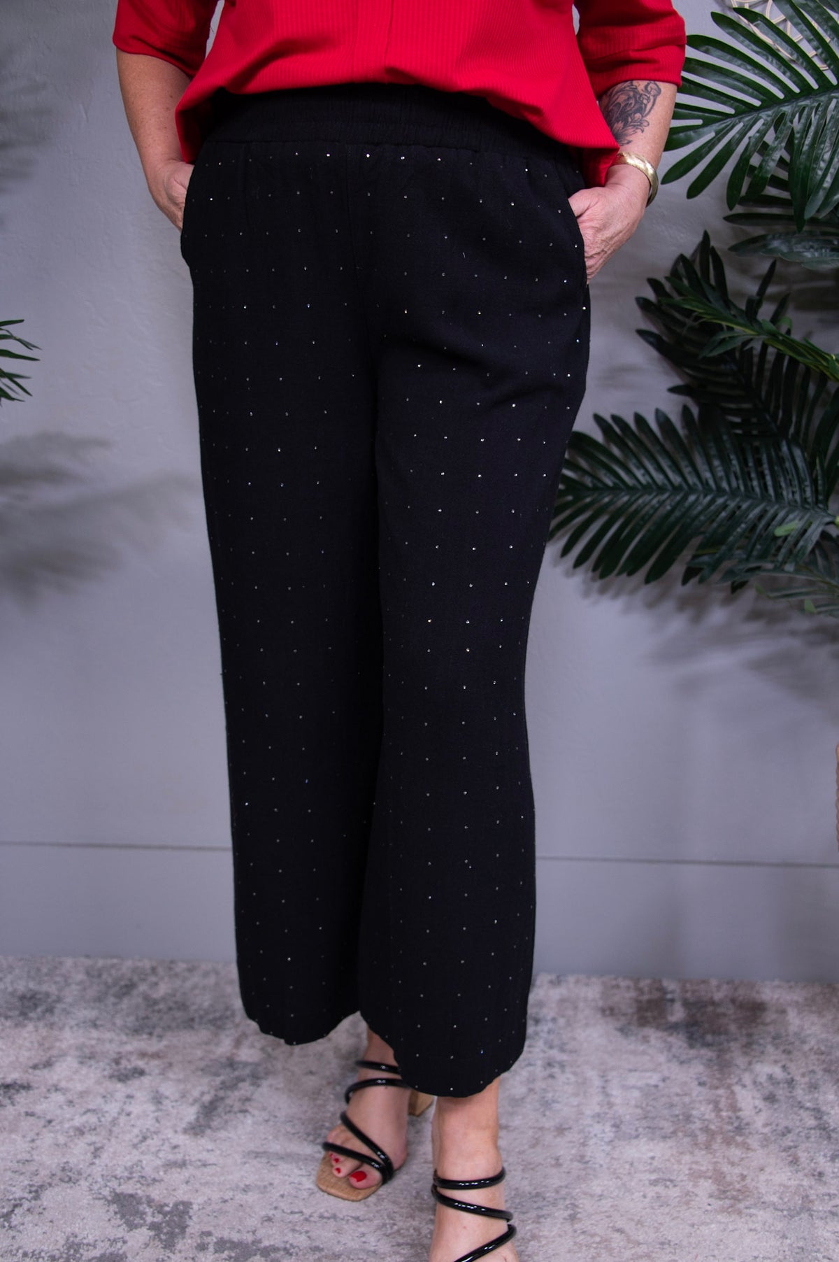 Style That Slays Black High Waisted Embellished Linen Pant